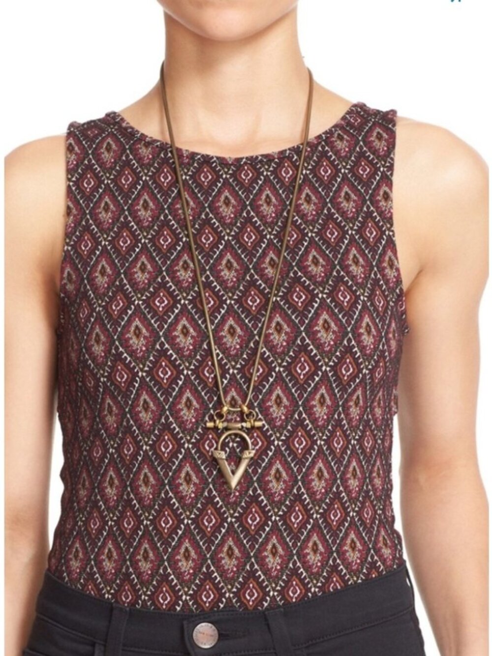 💜NWT Free People Bright Side Boho Peekaboo Jacquard Corset Tank